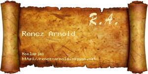 Rencz Arnold névjegykártya